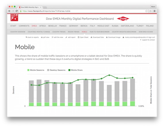 Screenshot des Digital Marketing Dashboards flexReports
