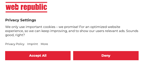 Example of opt-in cookie banner. 