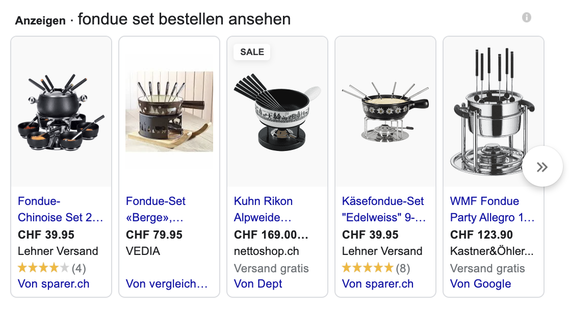 Exemple d'une annonce de Shopping sur Google (source: capture d'écran)