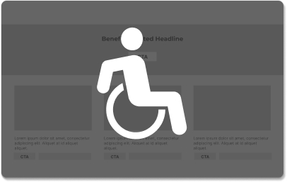 Webpage with person sitting in a wheelchair